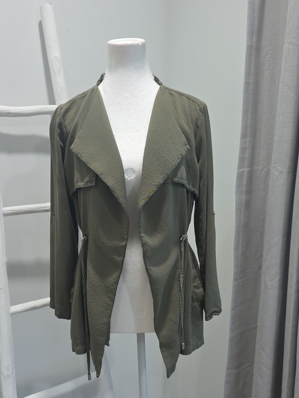 Olive Green Women's Lightweight Draped Jacket